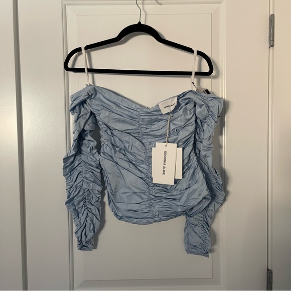 GEORGIA ALICE RUCHED BLUE TOP - Picture 2 of 11